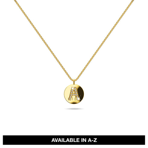 Solid 925 Sterling Silver Initial Alphabet Personalised Disc Necklace